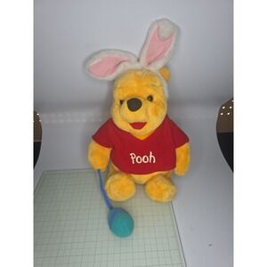 Vtg Winnie‎ The Pooh Bear Plush  15" Easter Bunny Ears Attached Egg Mattel 1997